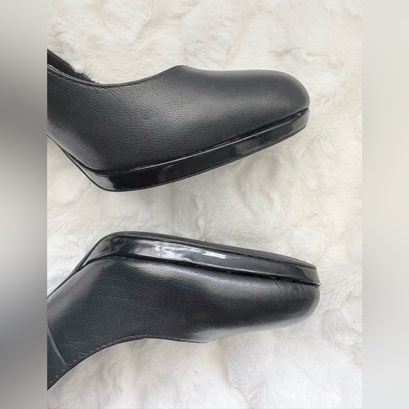Franco Sarto size 7.5M DEMI Black Leather Patent Trim Platform Pumps Stiletto - Picture 4 of 13